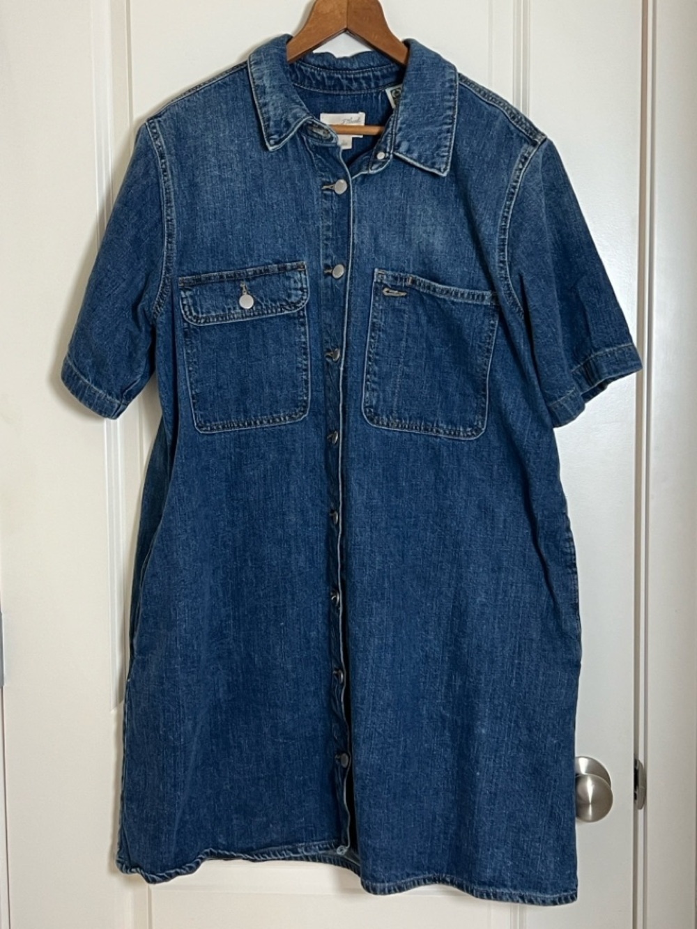 Universal Thread Denim Short Sleeve Button-Front Shirt Dress Large